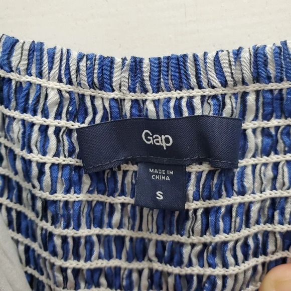 GAP Women's Blue White Distressed Stripe Silk Blend Lined Babydoll‎ Dress Size S - Picture 6 of 8
